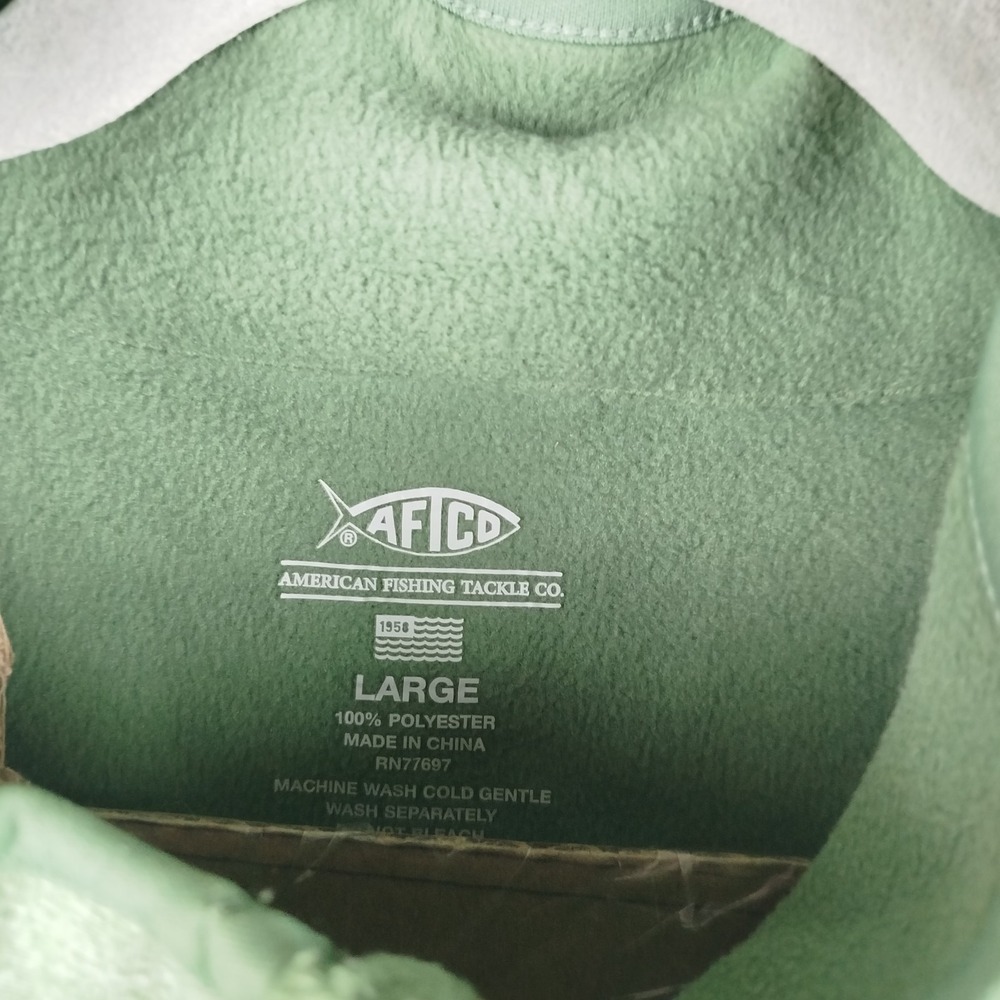 AFTCO AFTech Performance Fleece 1/4 Zip Pullover Men L Green Outdoor Fish Tech - Picture 4 of 12